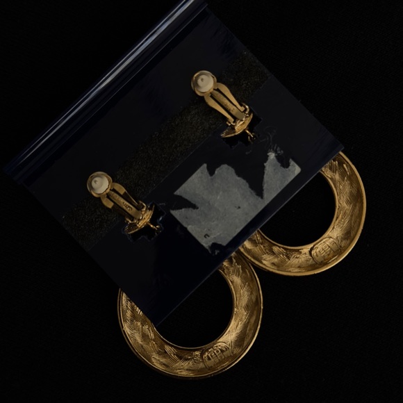 Givenchy Vintage Dangle Hoop Clip on Earrings New Old Stock - Picture 3 of 3